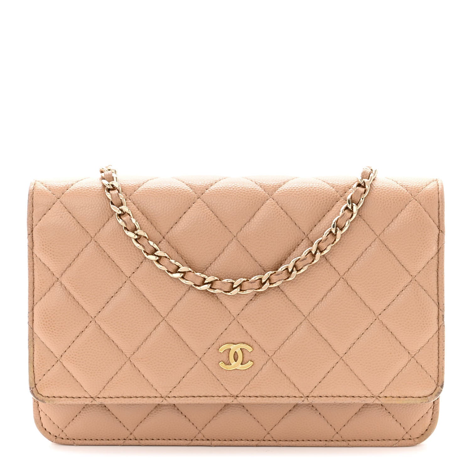 Chanel Caviar Quilted Wallet on Chain WOC Dark Beige 1 of 16