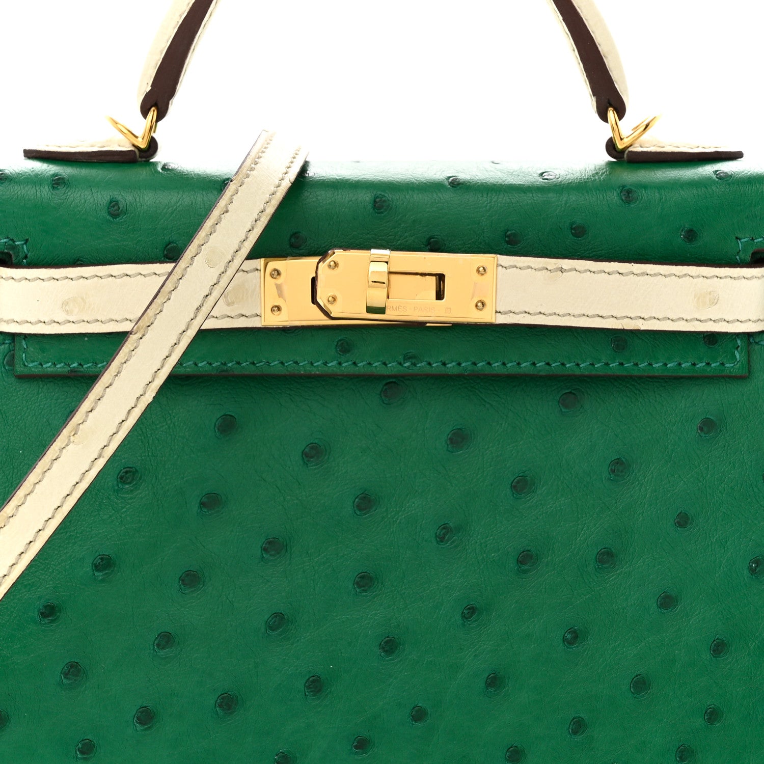 Hermes Ostrich Horseshoe Mini Kelly Sellier 20 Vert Vertigo Nata 8 of 11