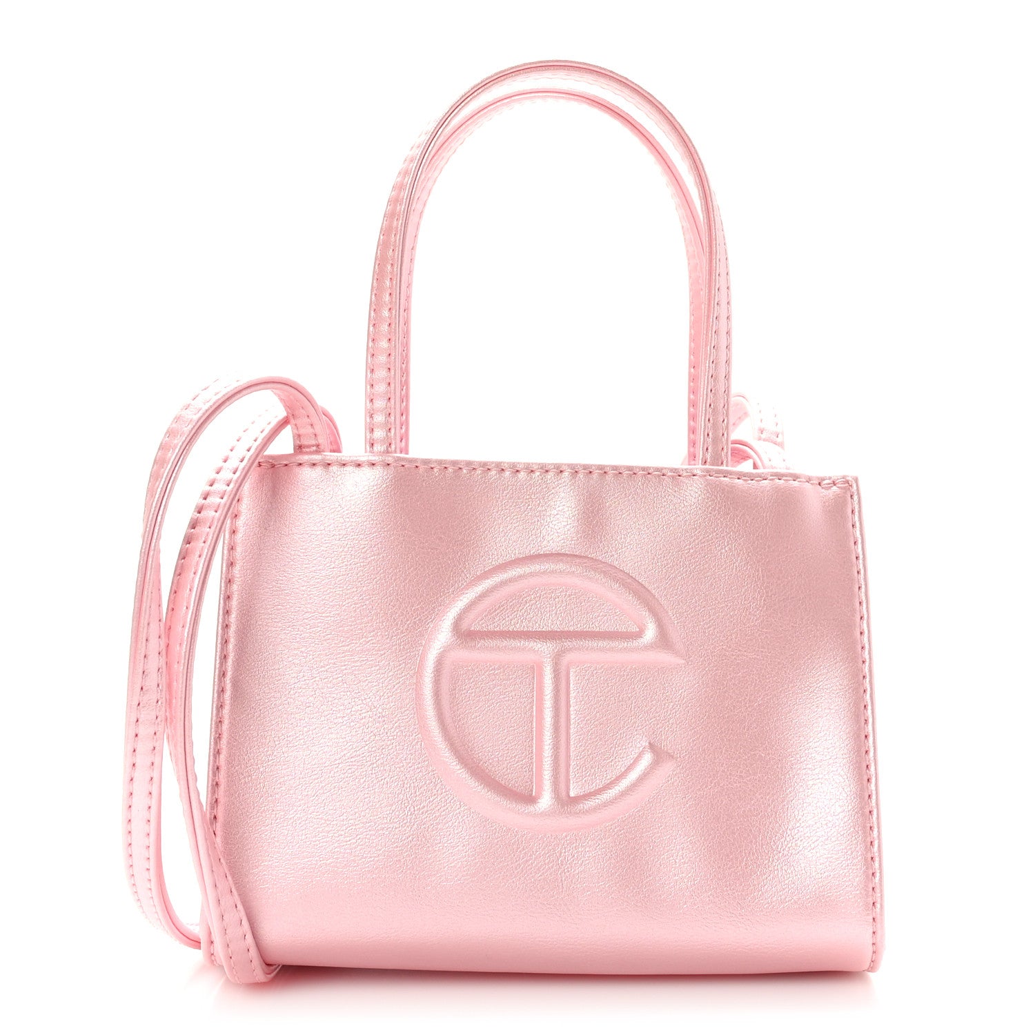 Telfar Metallic Vegan Leather Small Shopping Bag Ballerina 1 of 8