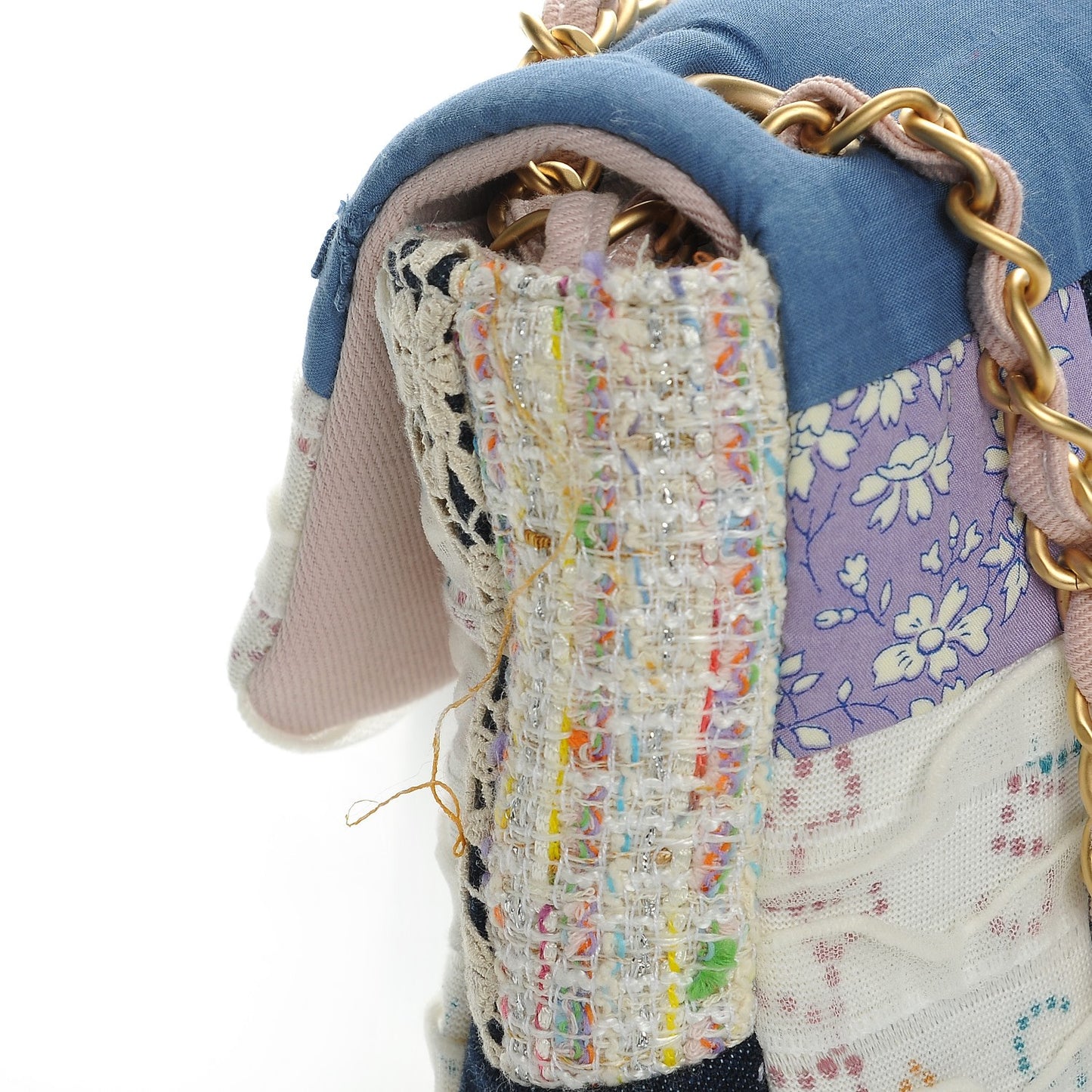 Fabric Patchwork Medium Flap Bag Pink