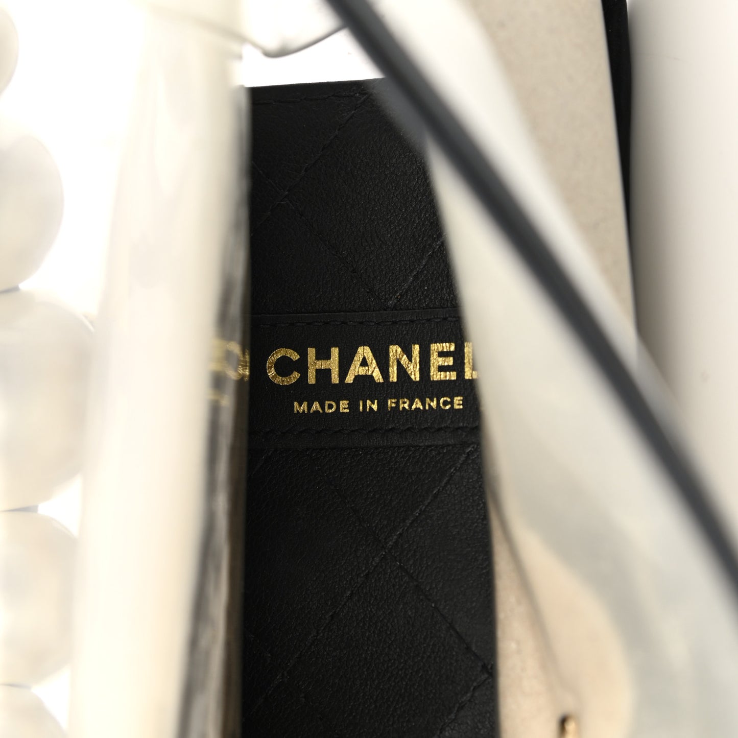 Lambskin PVC Sand By The Sea Flap With Pearl Strap Black