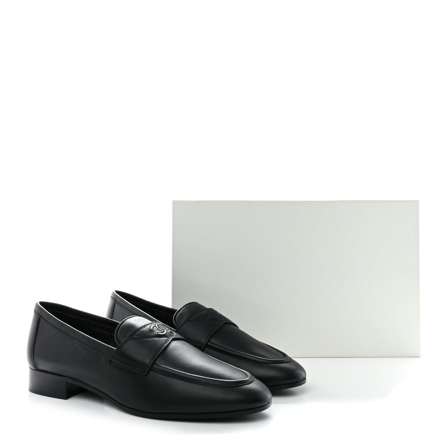 Calfskin Lambskin CC Loafers 39 Black