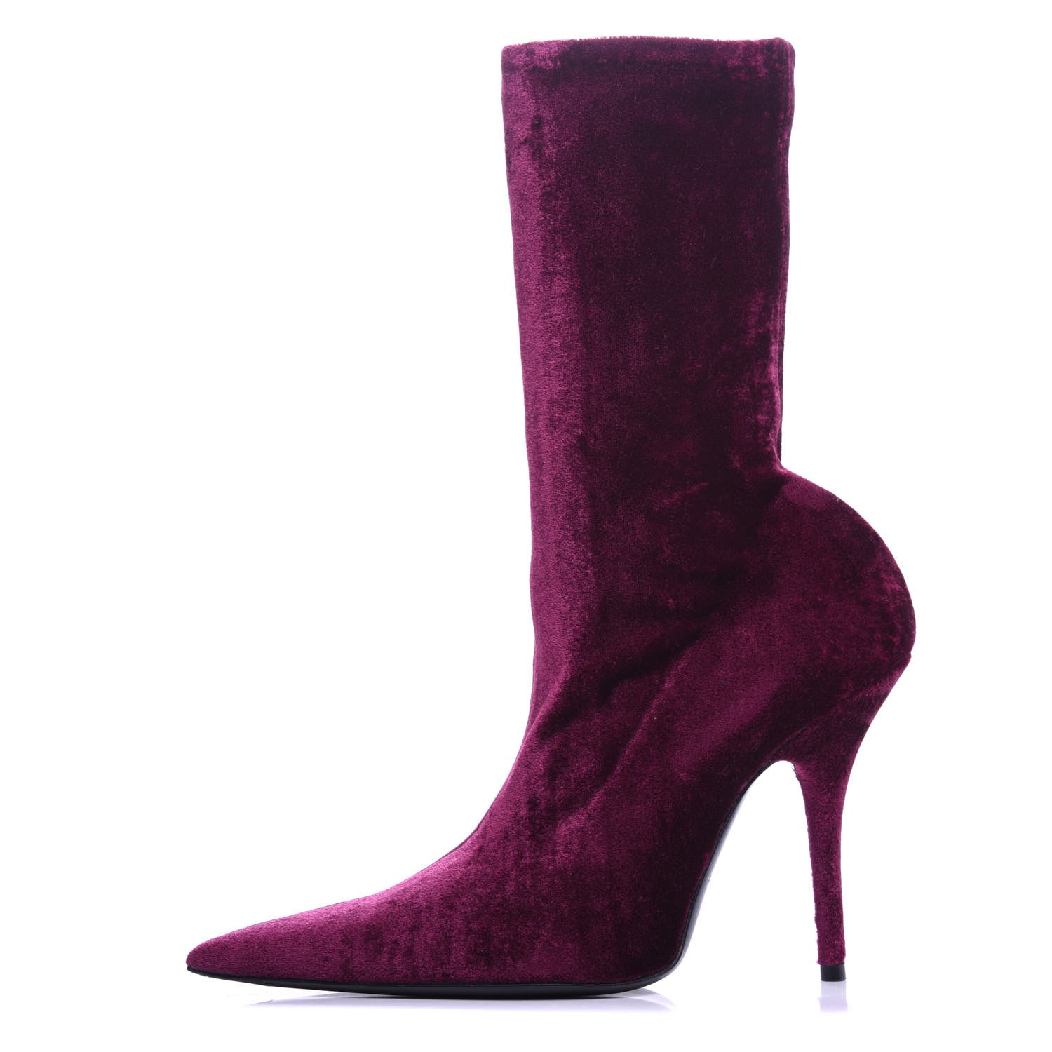 Balenciaga Velvet Extreme Pointed Toe Knife Booties 39 Rouge Prune 1 of 7