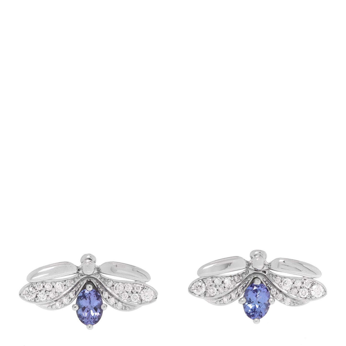 Platinum Diamond Tanzanite Paper Flowers Firefly Earrings