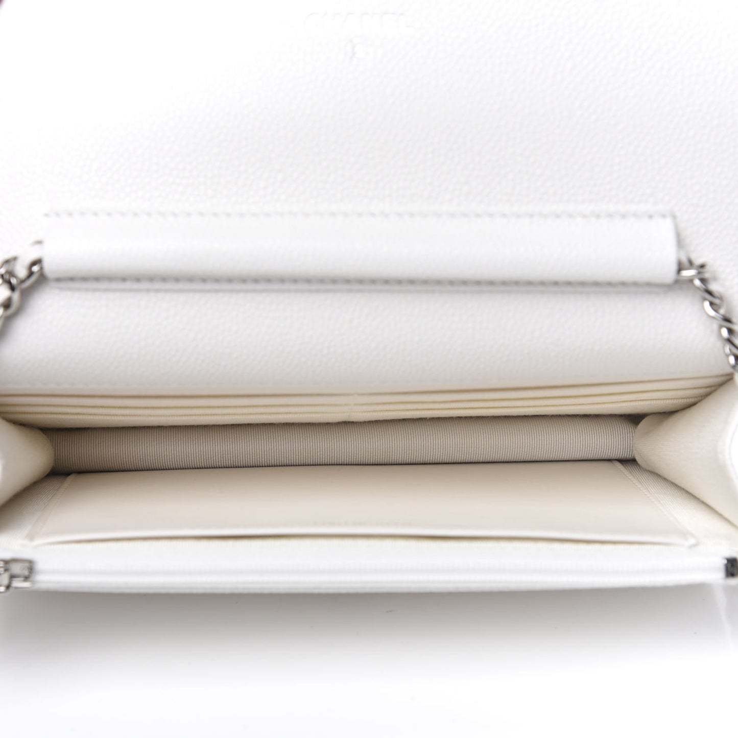 Caviar Quilted Wallet On Chain WOC White