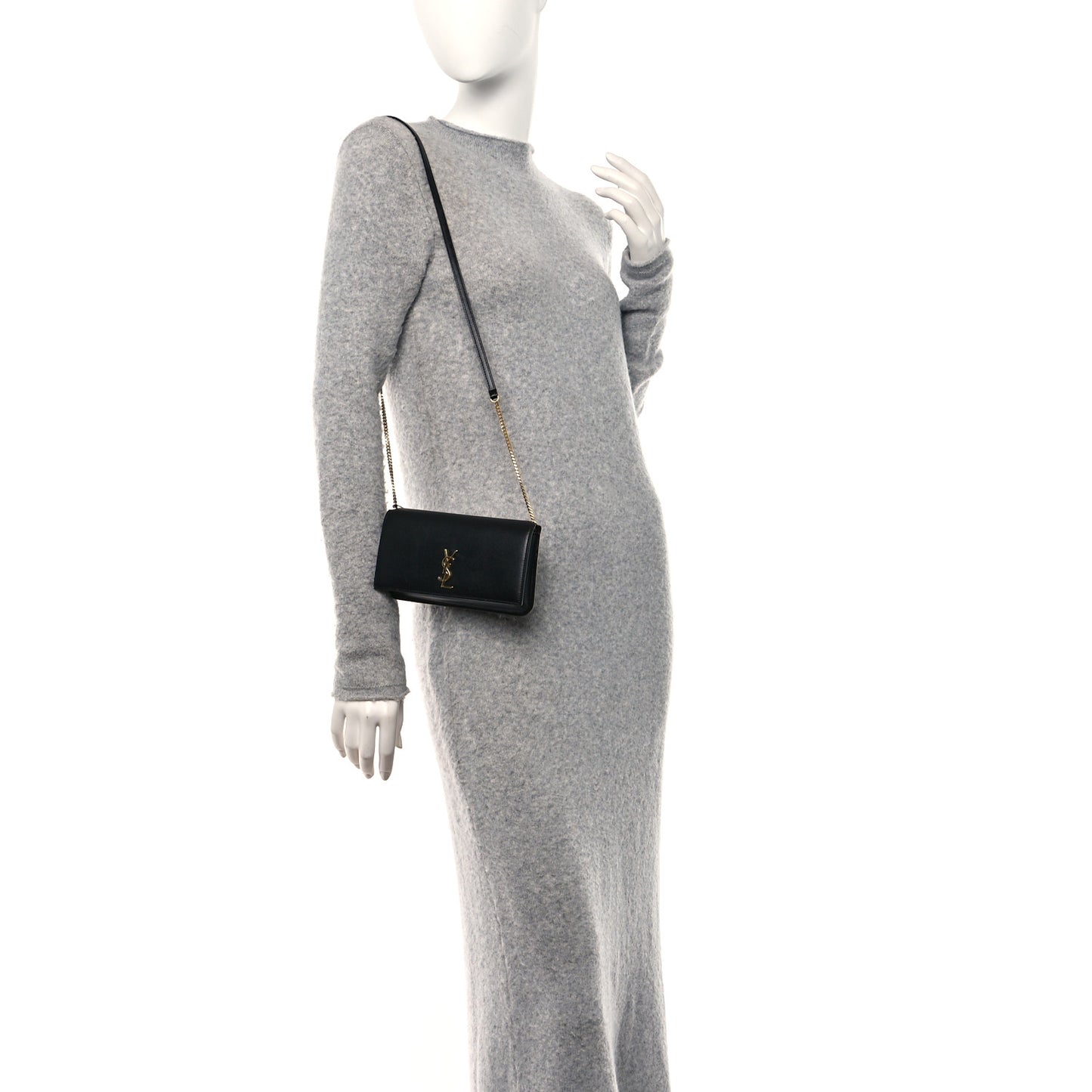 Grained Calfskin Monogram Phone Holder Crossbody Black