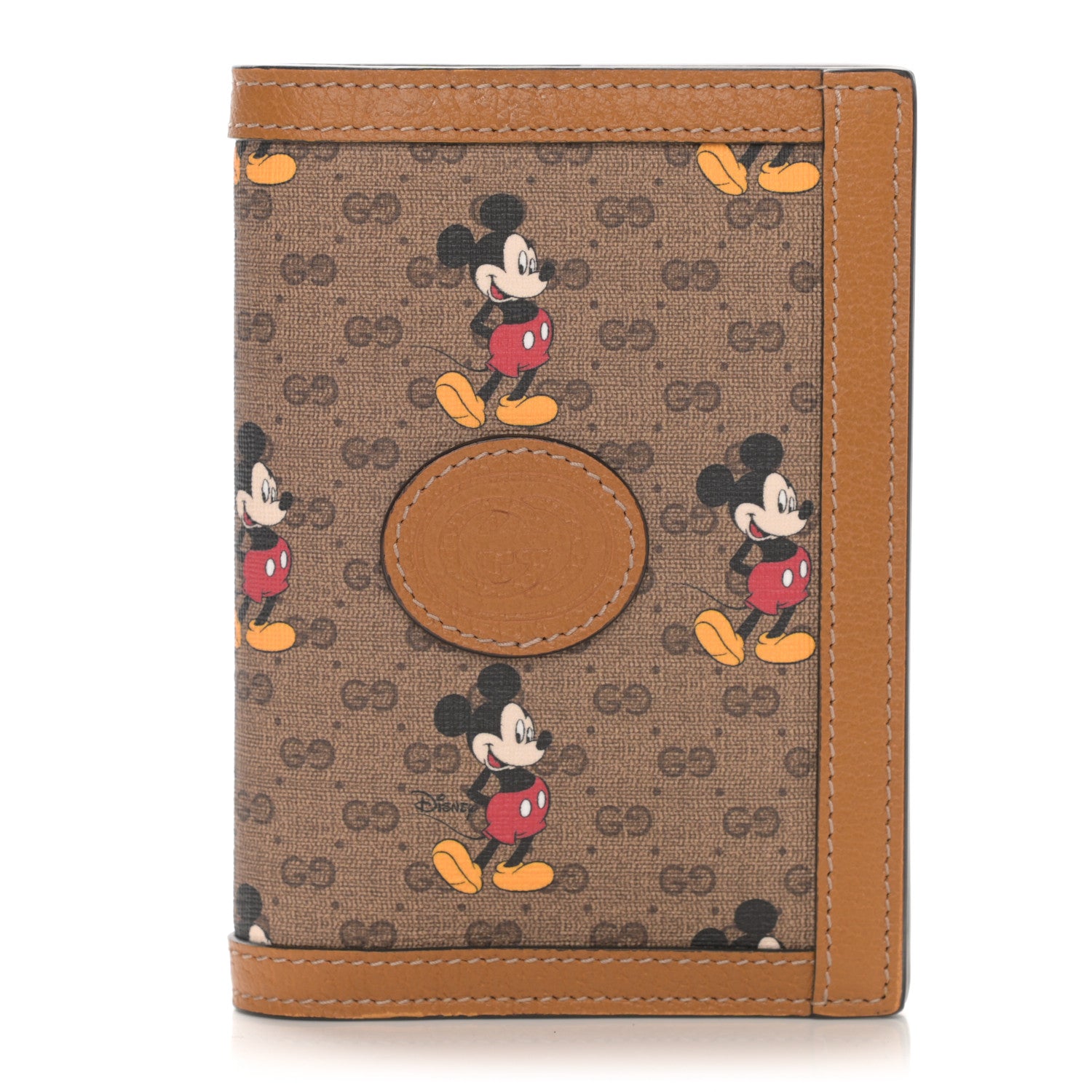 Gucci X DISNEY Mini Vintage GG Supreme Monogram Mickey Mouse Passport Holder Beige Vintage Sun Oil 1 of 8