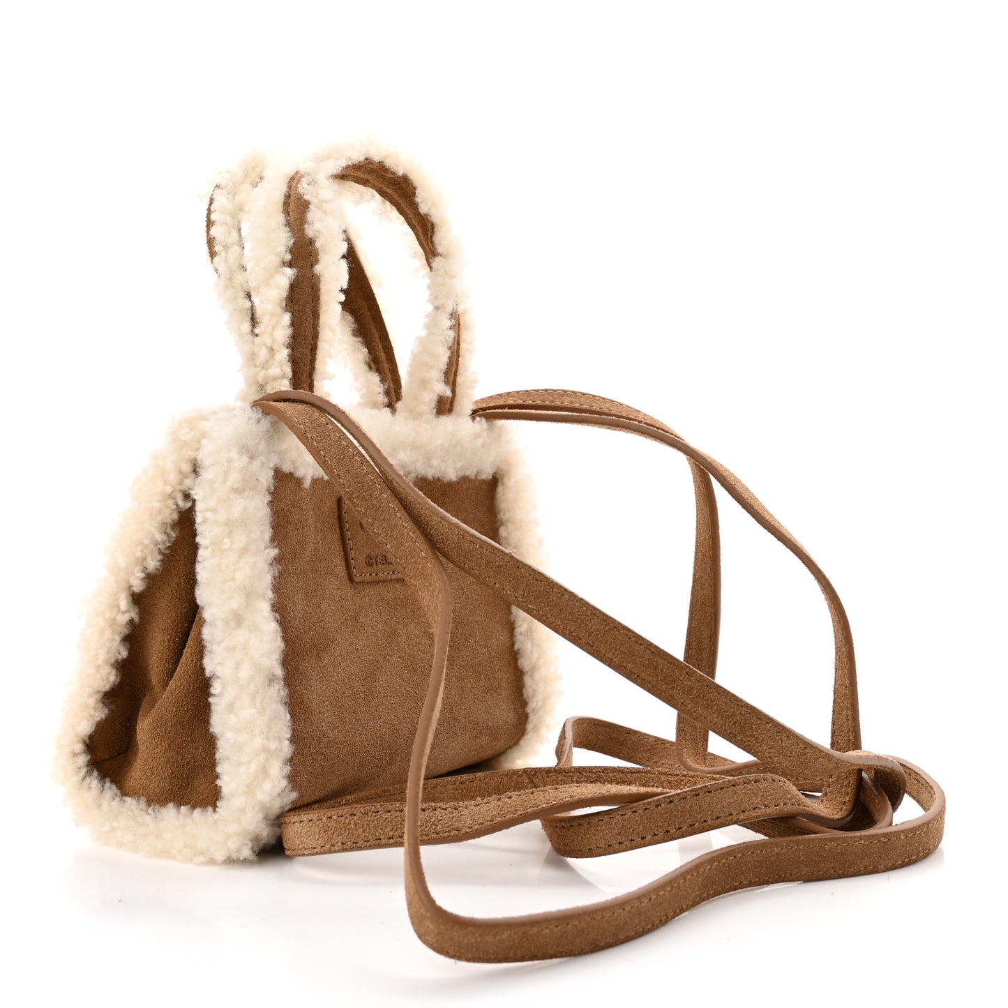X UGG Suede Shearling Small Shopping Bag Chestnut