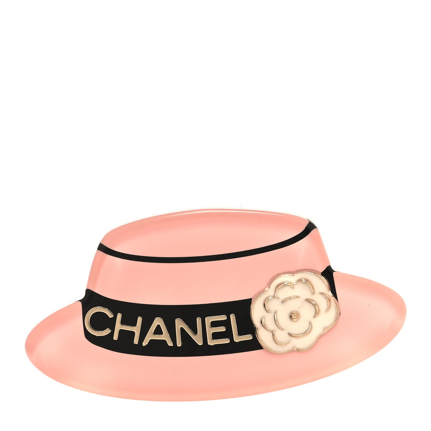 Resin Icon Manga Hat Brooch Pink White Gold