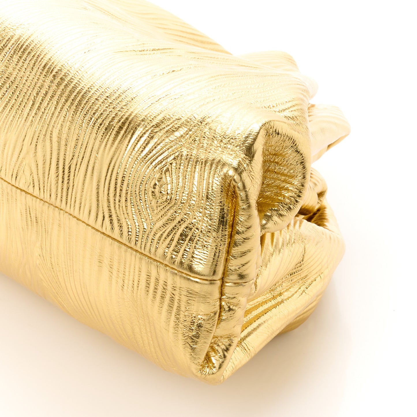 Metallic Bark Calfskin Embossed The Pouch Oversized Clutch Oro