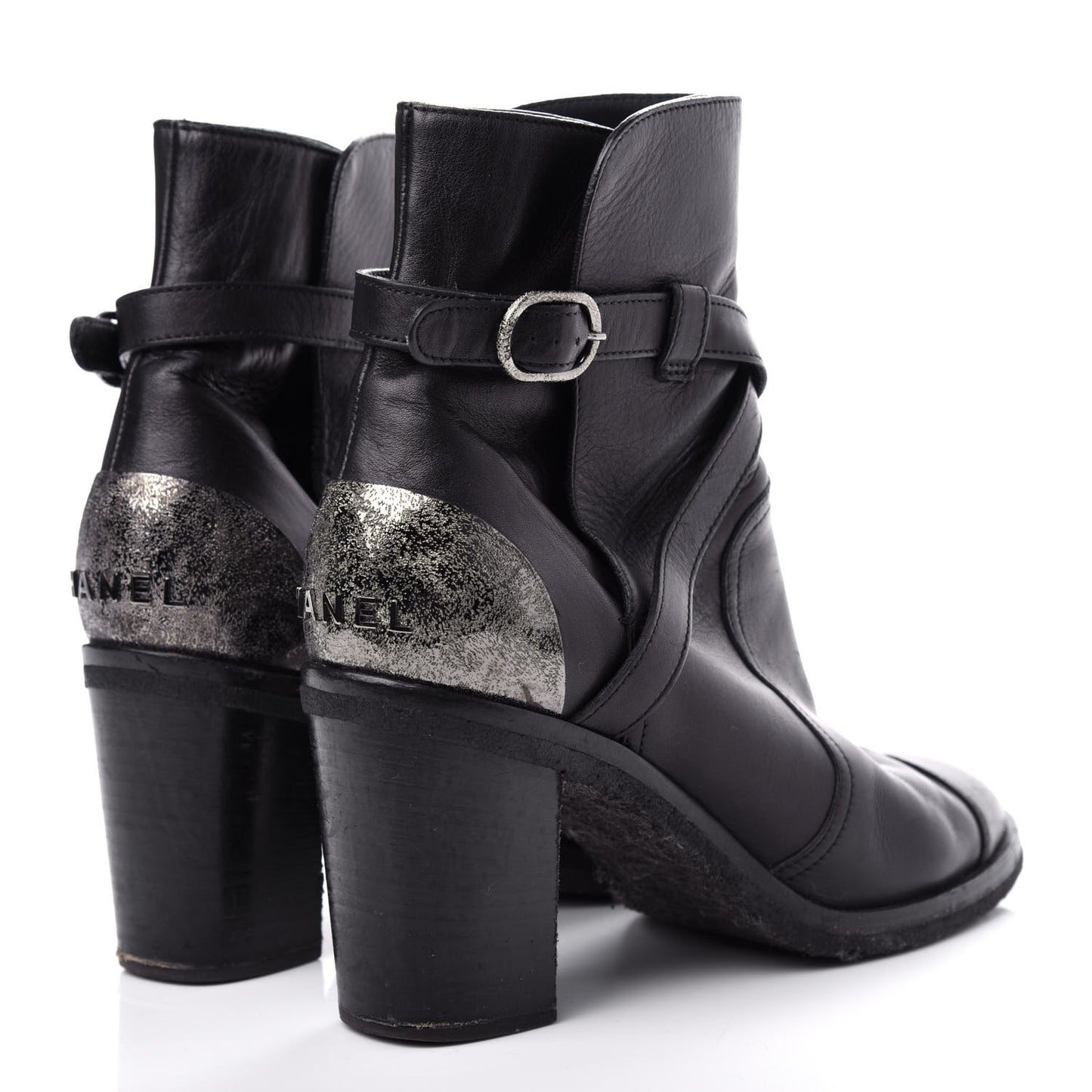 Lambskin CC Buckle Short Boots 39 Black