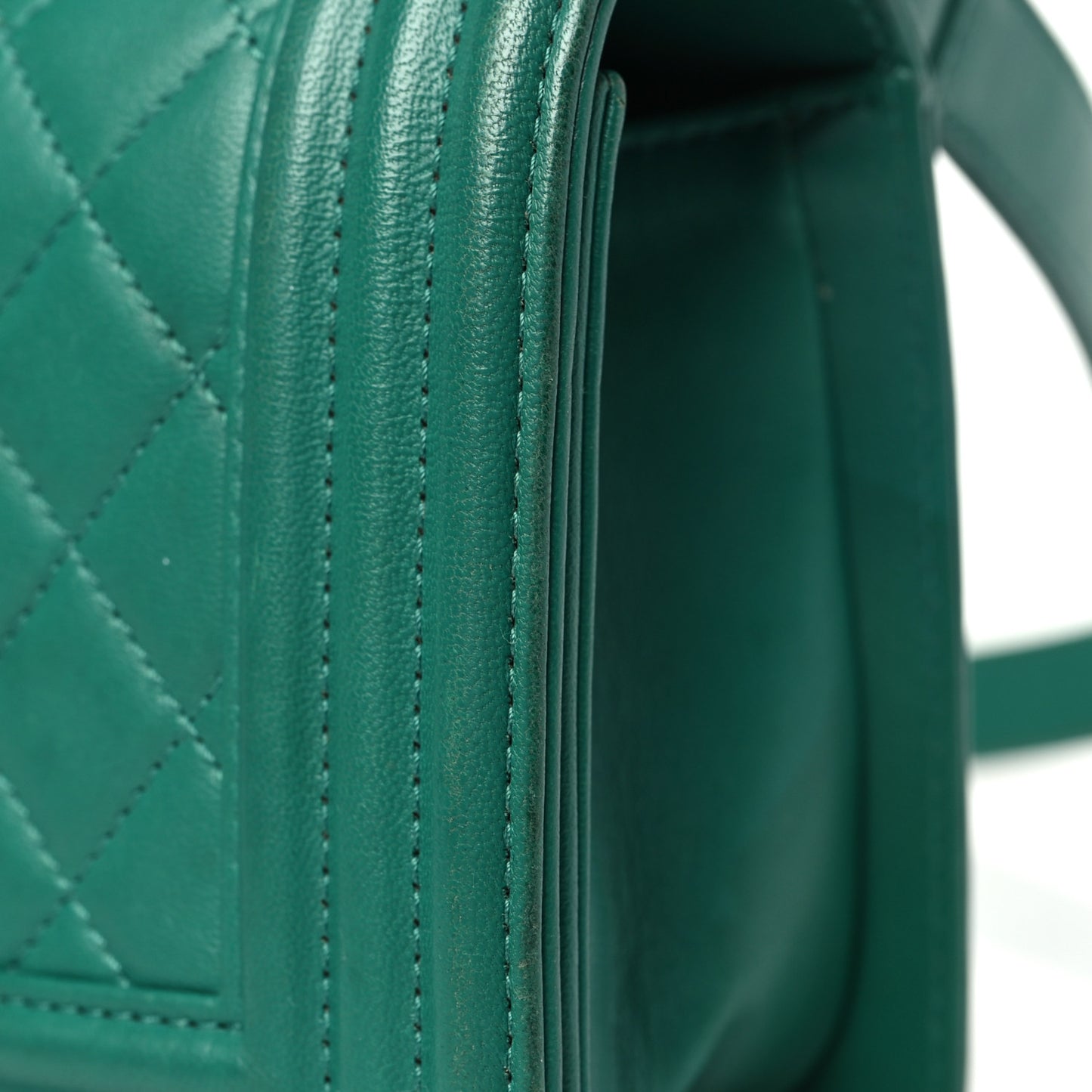 Lambskin Quilted Small Boy Flap Green