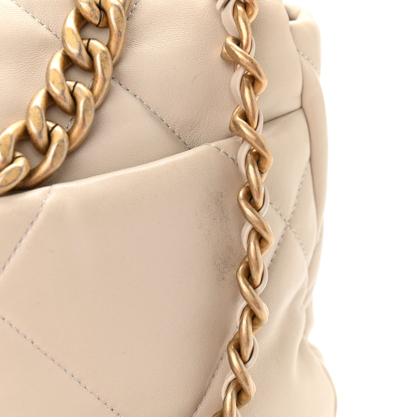 Lambskin Quilted Medium Chanel 19 Flap Light Beige