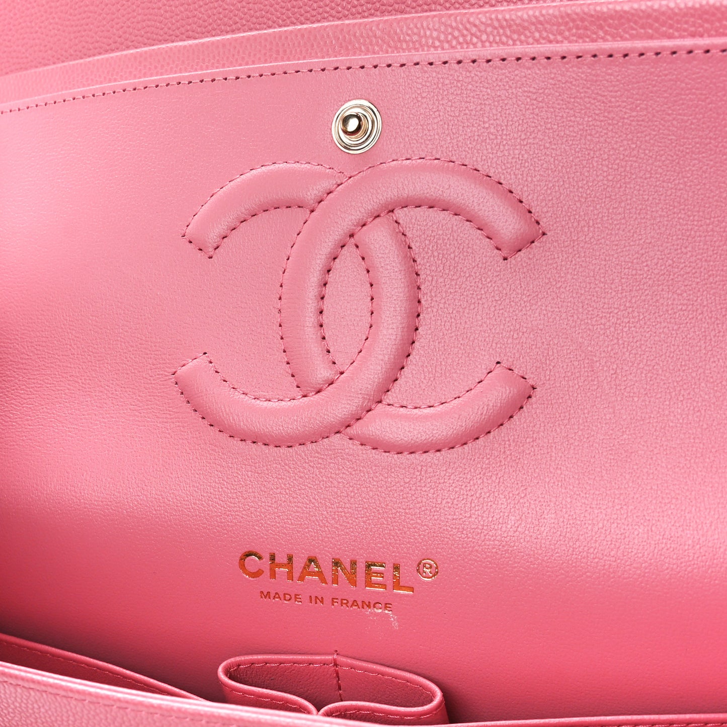 Caviar Quilted Medium Double Flap Pink
