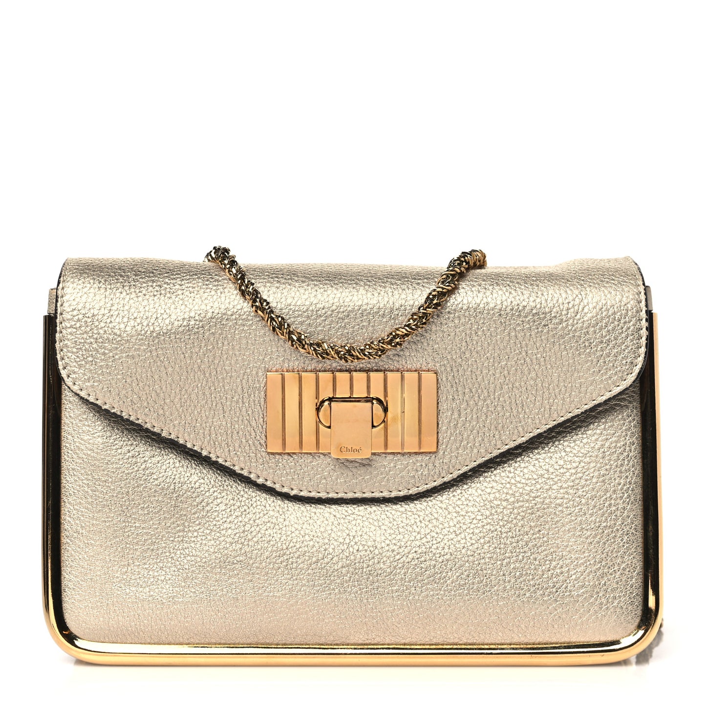 Metallic Calfskin Small Sally Flap Bag Gold