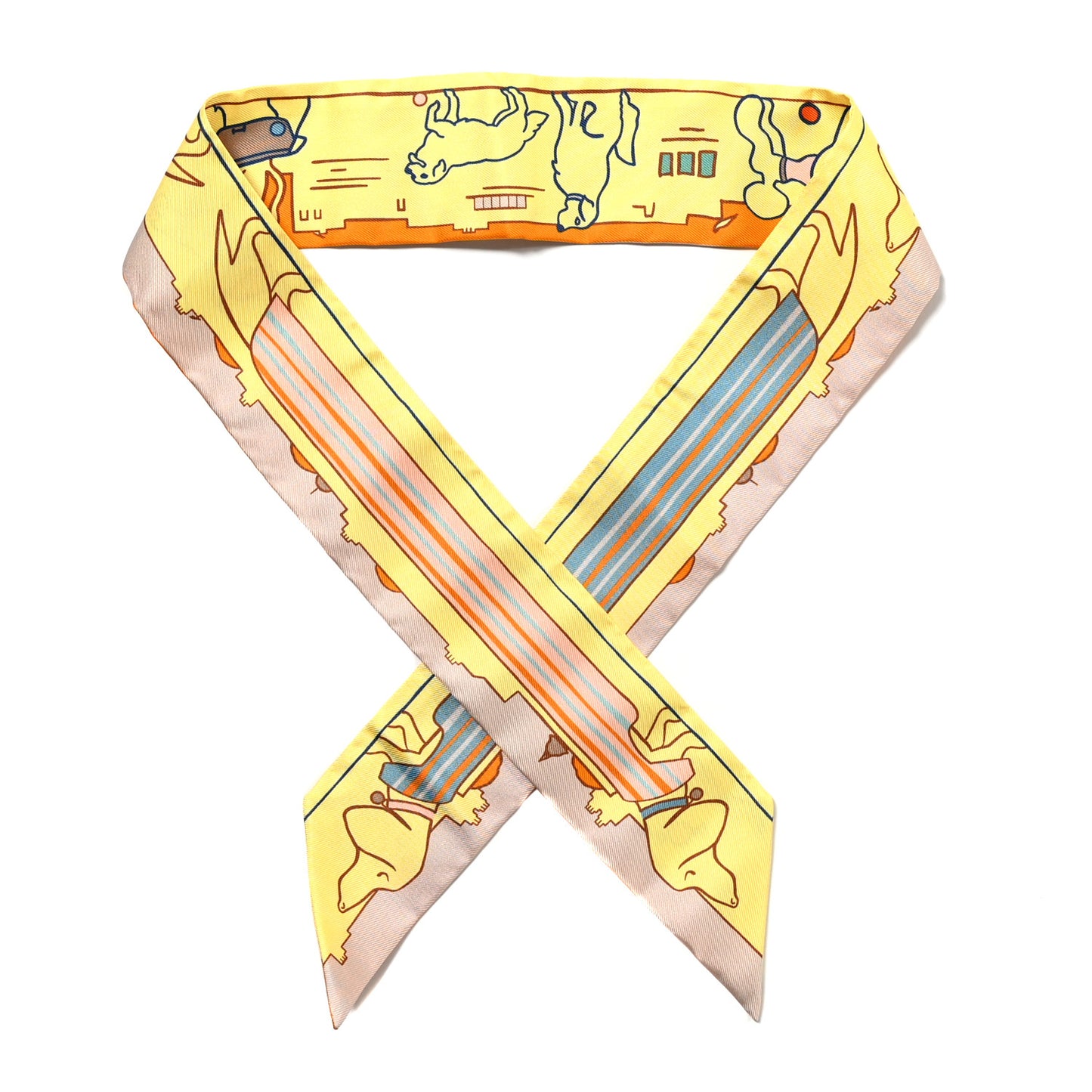 Silk Les Chiens Parisiens Twilly Jaune Orange Vert