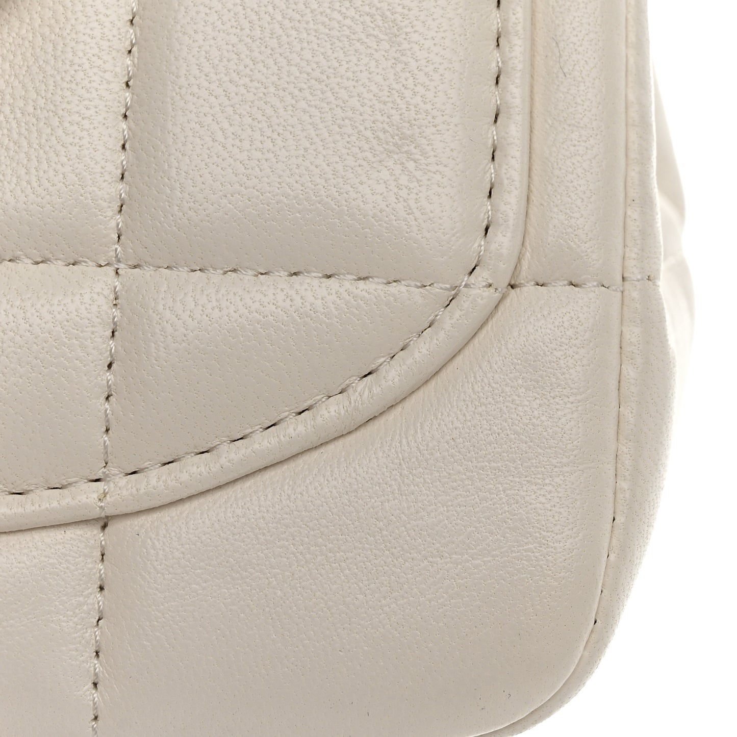 Lambskin Resin Crystal Square Quilted Monacoco Mini Square Flap White