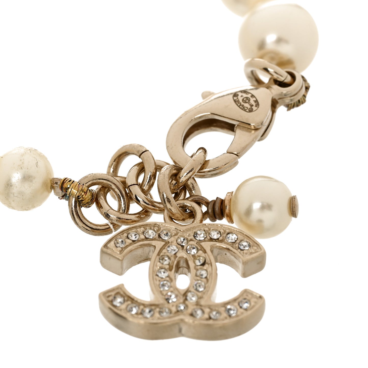 Pearl Crystal CC Bracelet Gold