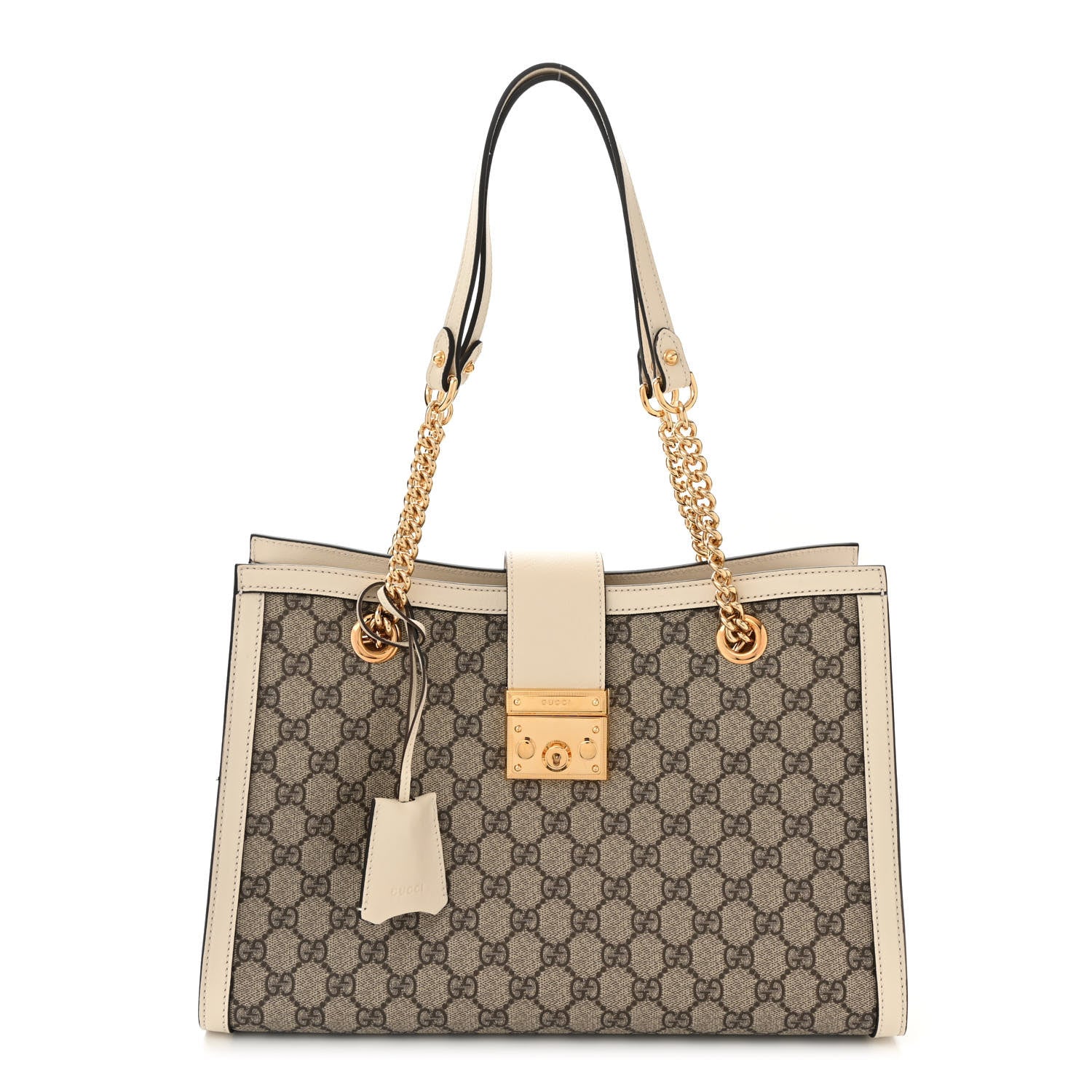 Gucci GG Supreme Monogram Medium Padlock Tote White 1 of 12