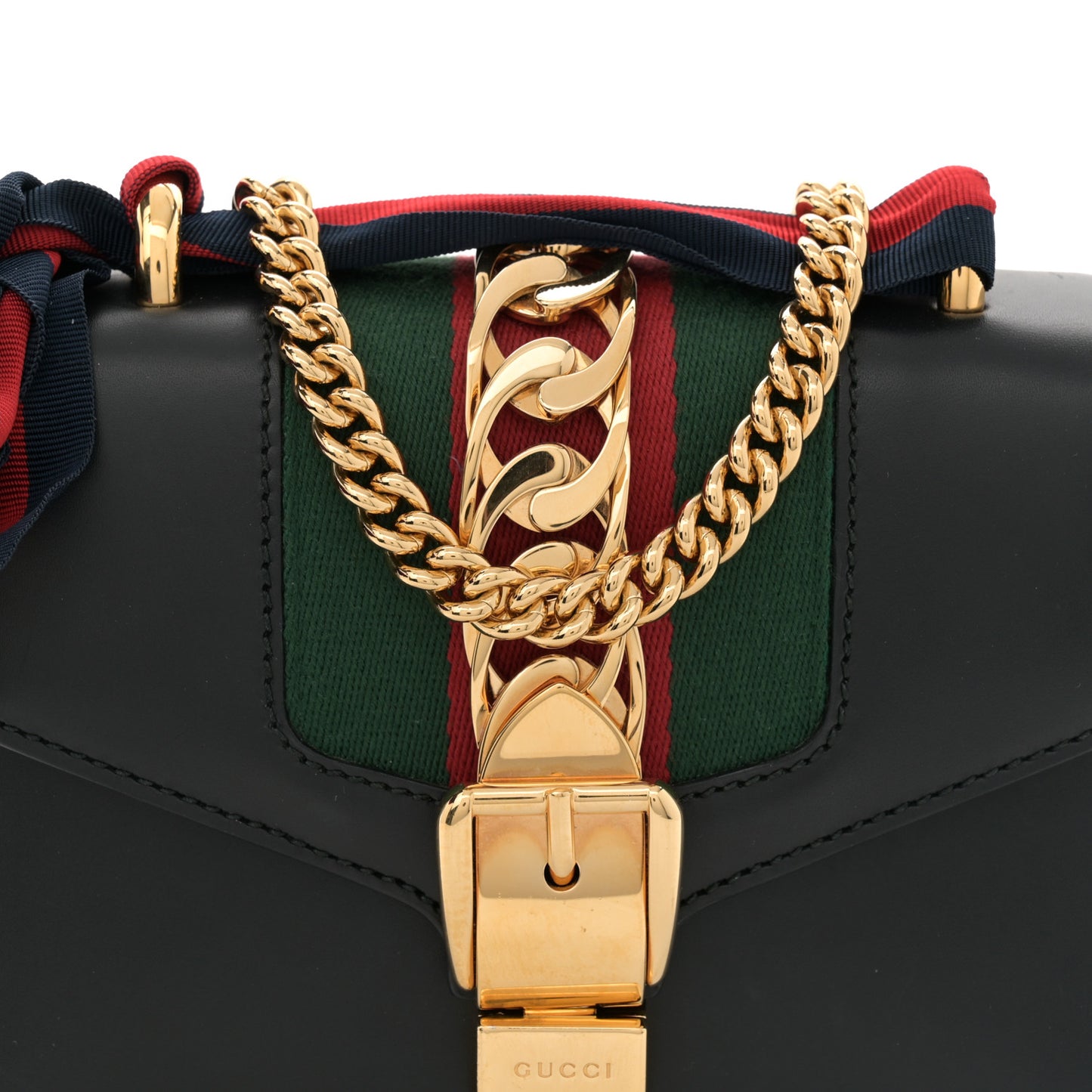 Calfskin Mini Sylvie Chain Shoulder Bag Black