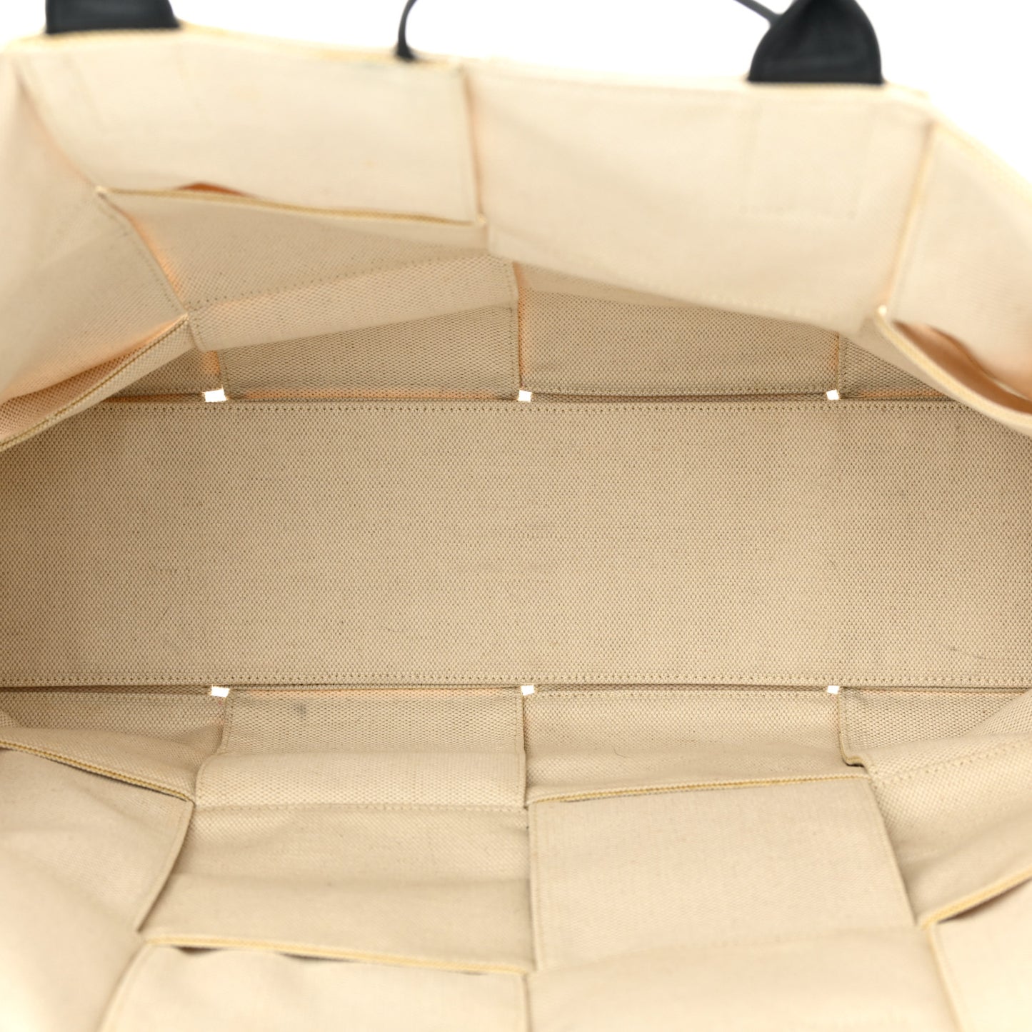 Canvas Intrecciato Large Arco Tote Beige Black