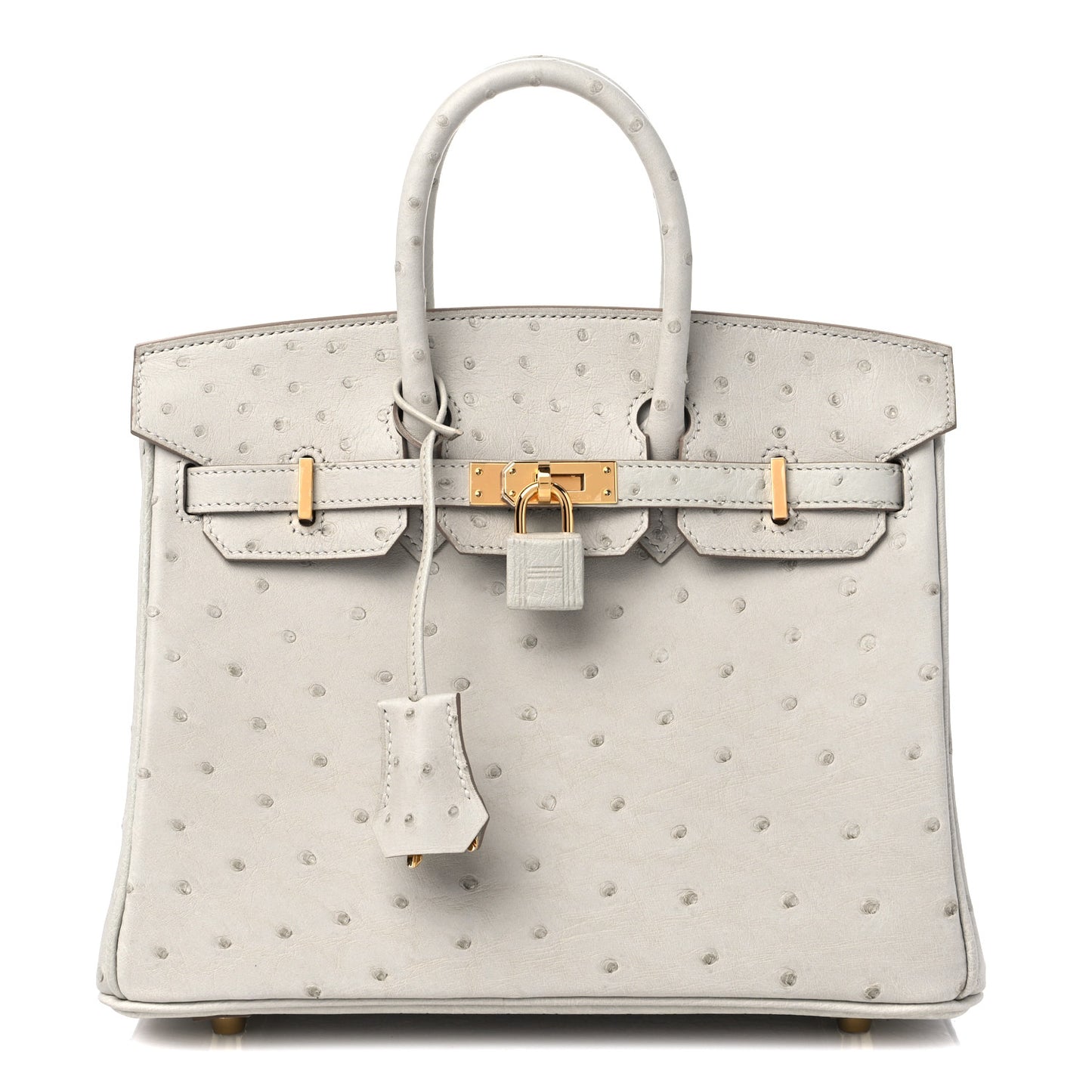 Ostrich Birkin 25 Gris Perle