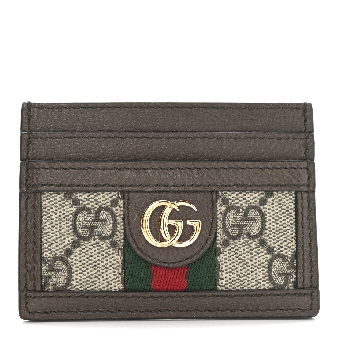 GG Supreme Monogram Ophidia Card Holder Brown