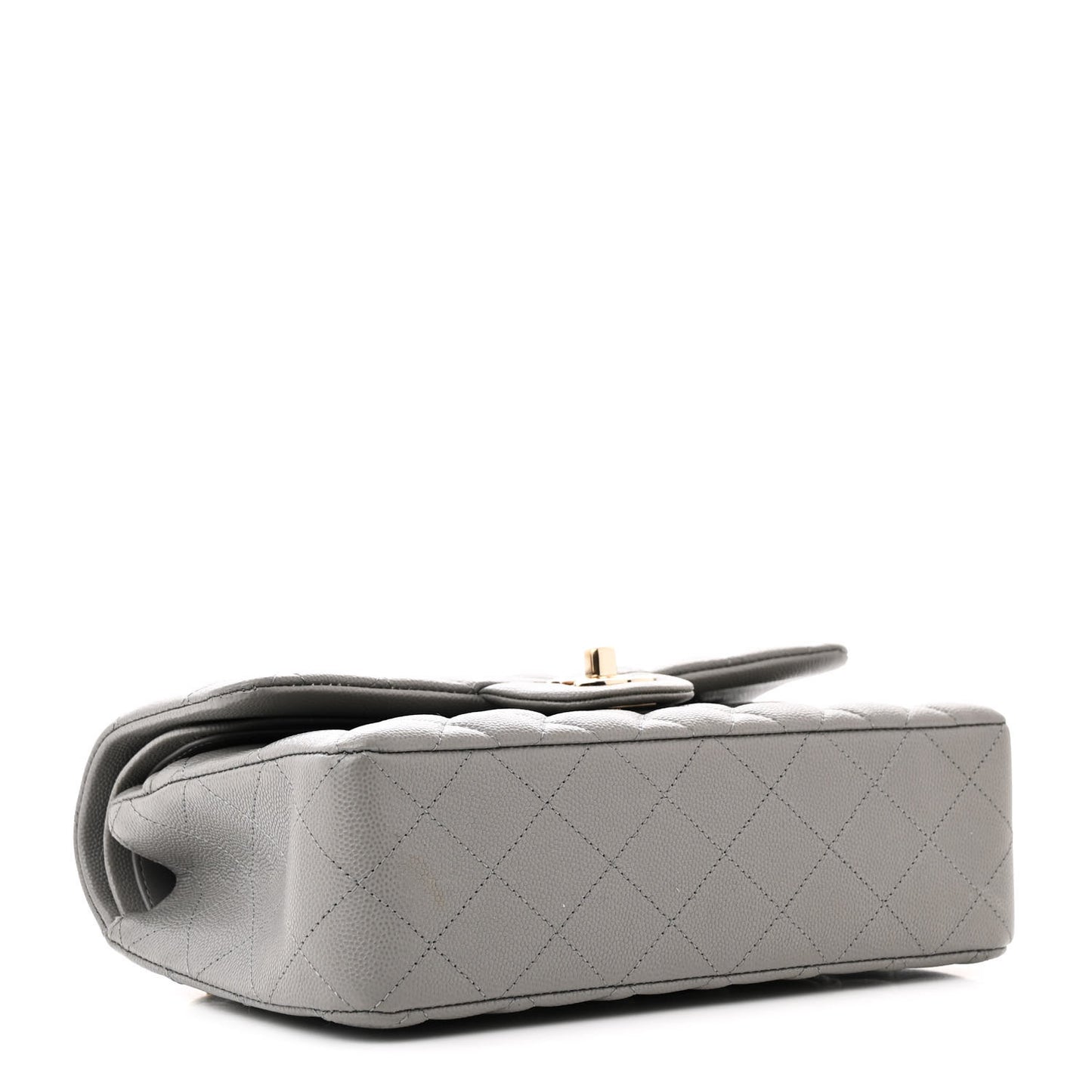 Caviar Quilted Small Double Flap Grey