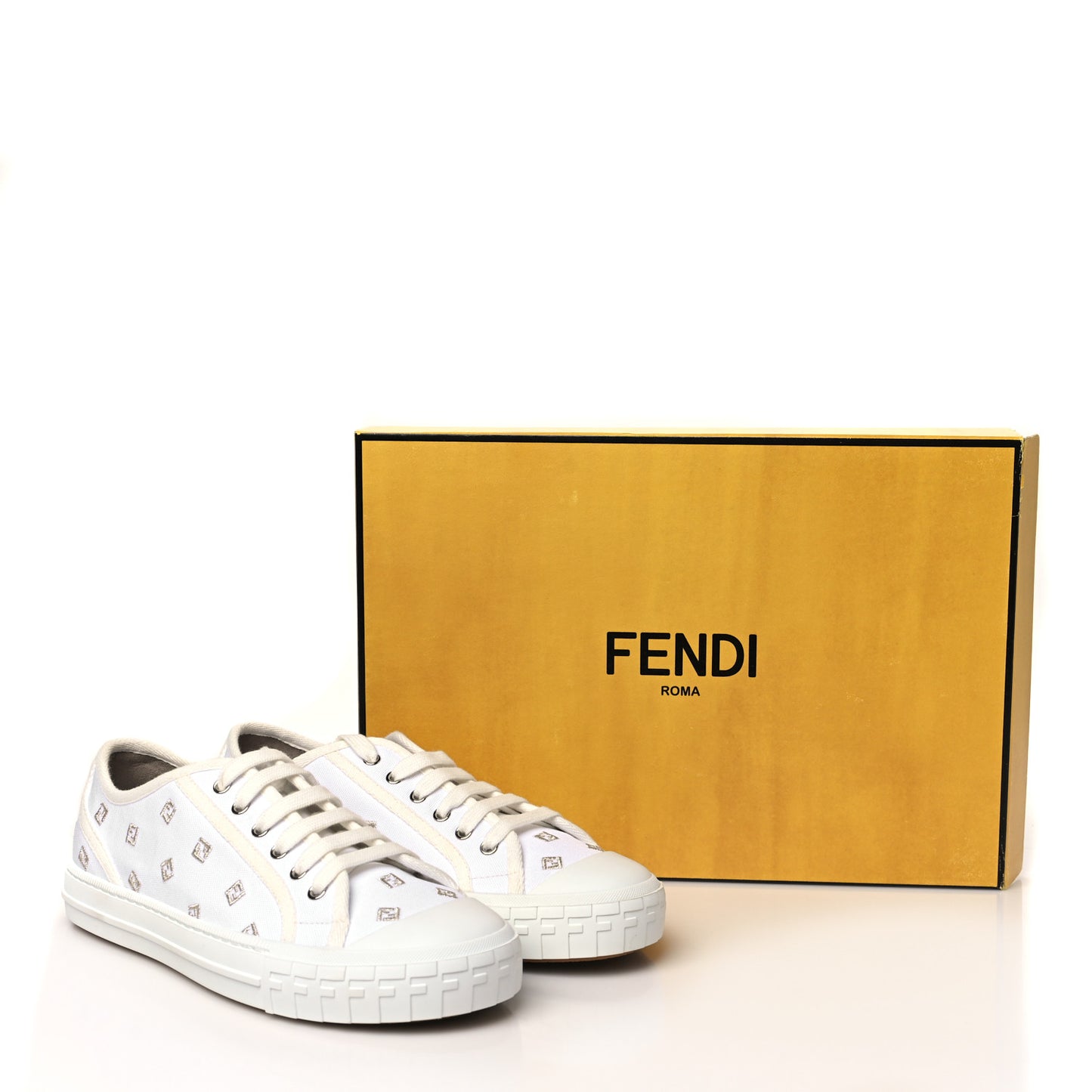 Canvas Lurex FF Womens Domino Low Top Sneakers 39 White
