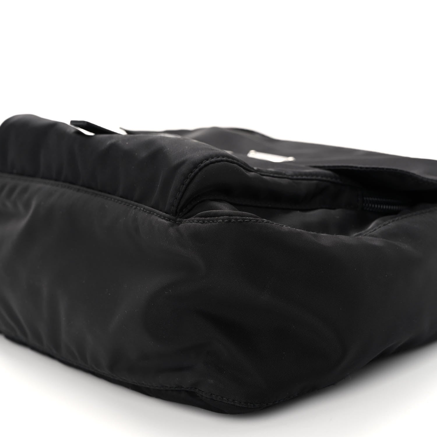 Prada Re-Nylon Vela Saffiano Pocket Single Buckle Messenger Shoulder Bag Black 9 of 11