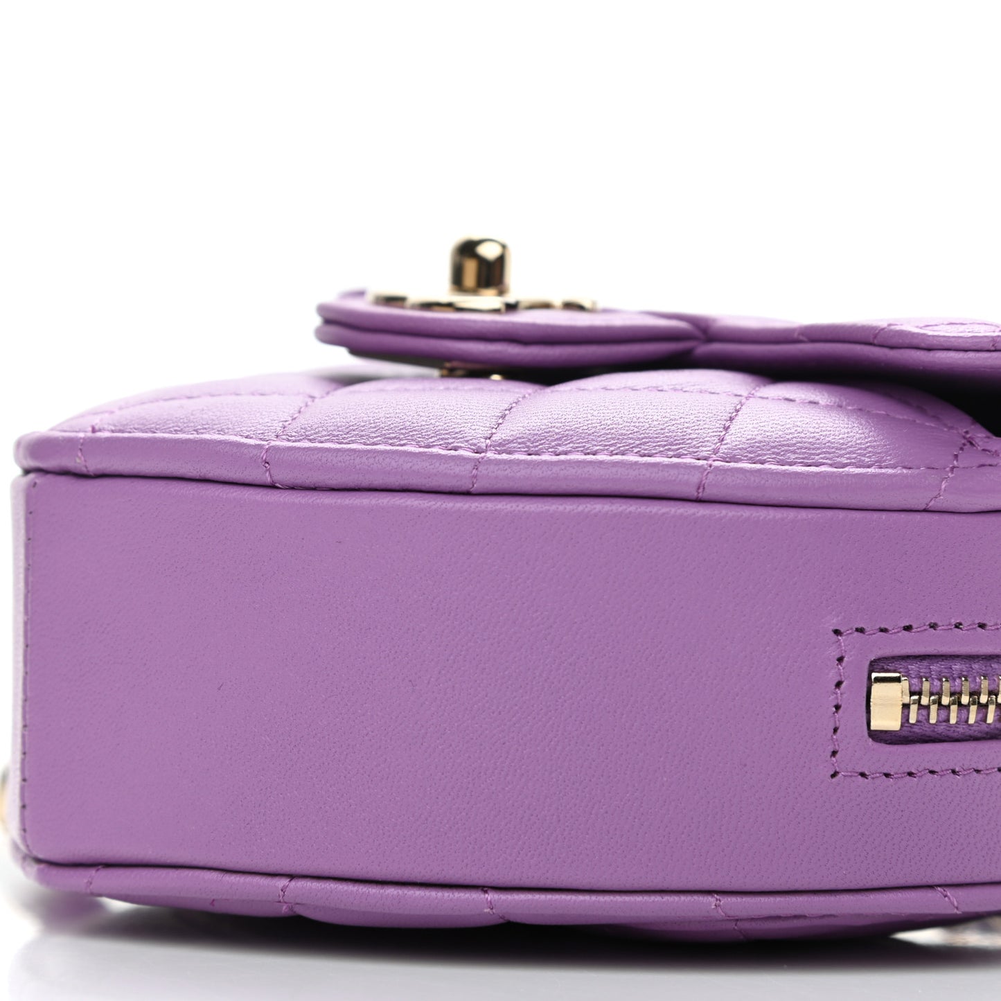 Lambskin Quilted CC In Love Heart Clutch With Chain Purple