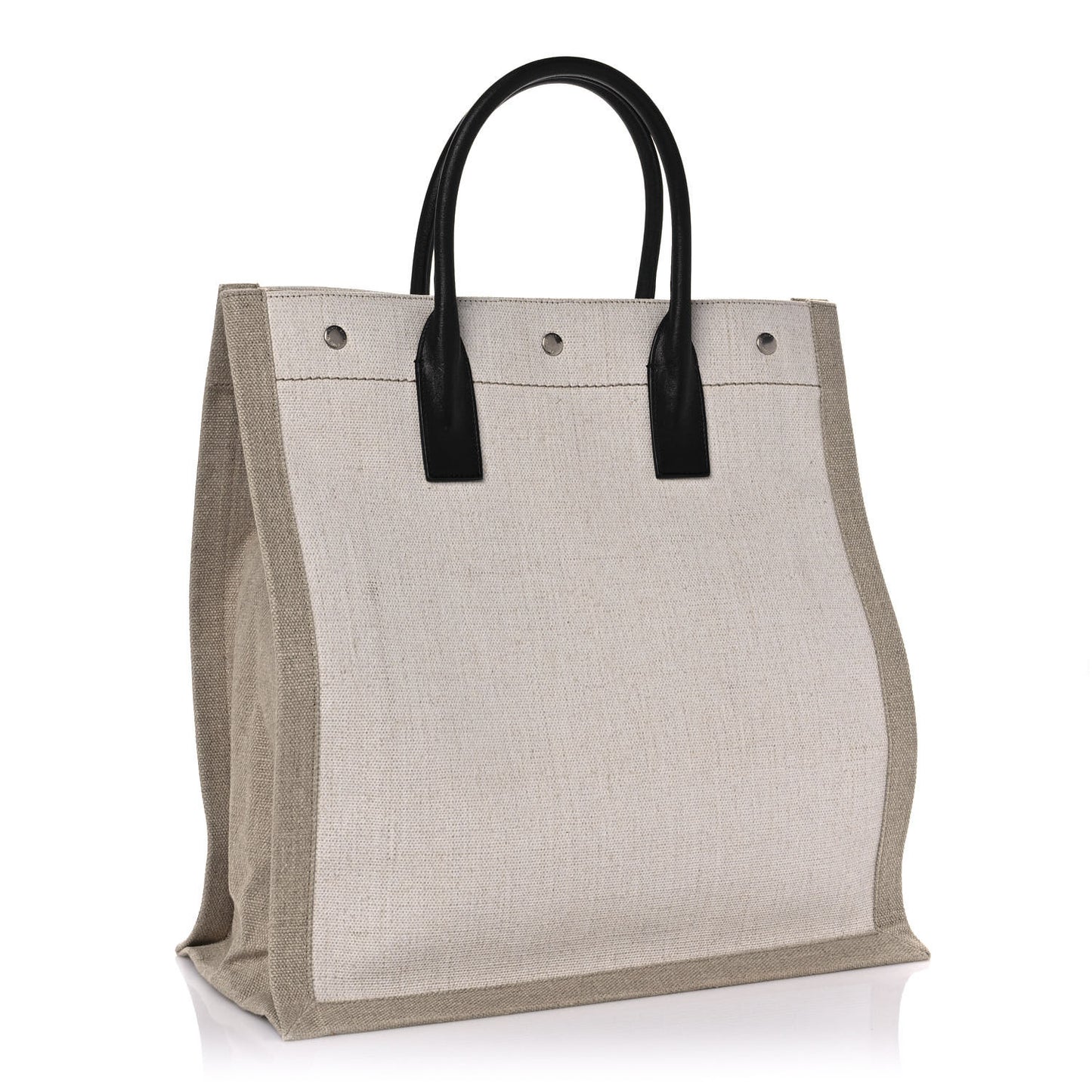Linen Calfskin Rive Gauche North South Tote Optic White