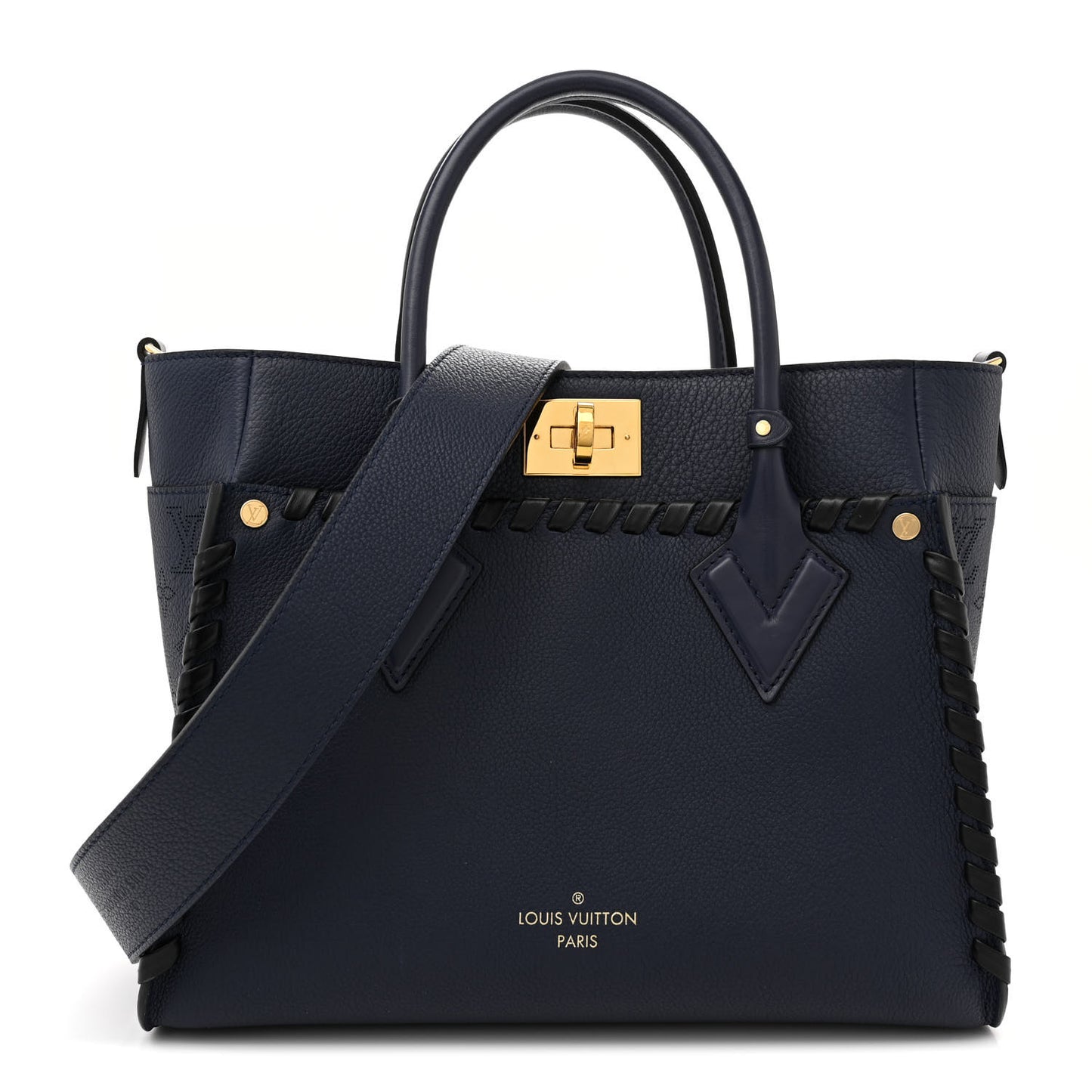 Calfskin Mahina Braided On My Side MM Navy
