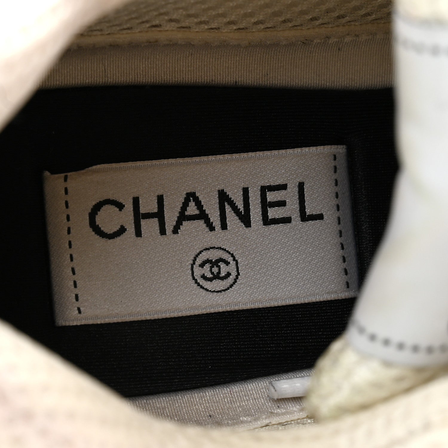 Chanel Fabric Laminated Calfskin Stretch CC Sneakers 40 White Silver 6 of 17