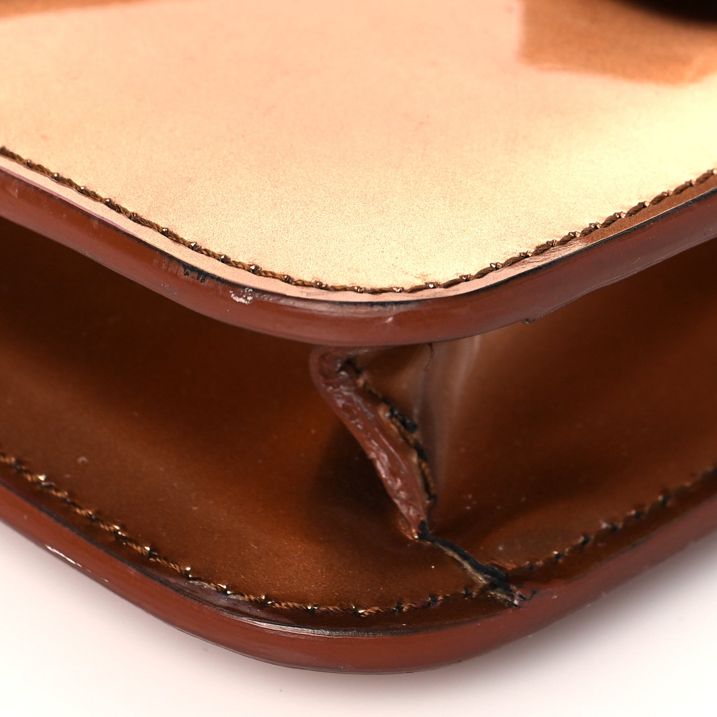 Metallic Patent PS11 Chain Wallet Brown