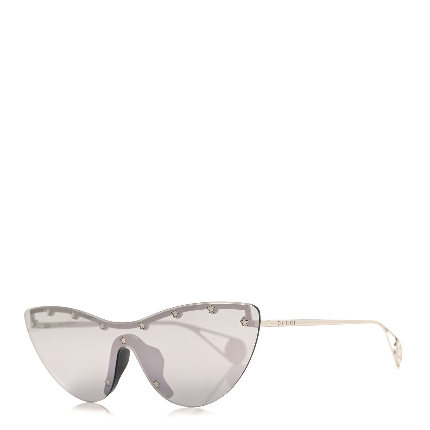 Metal Rimless Star Studded 90mm Cat Eye GG0666S Sunglasses Mirror Silver