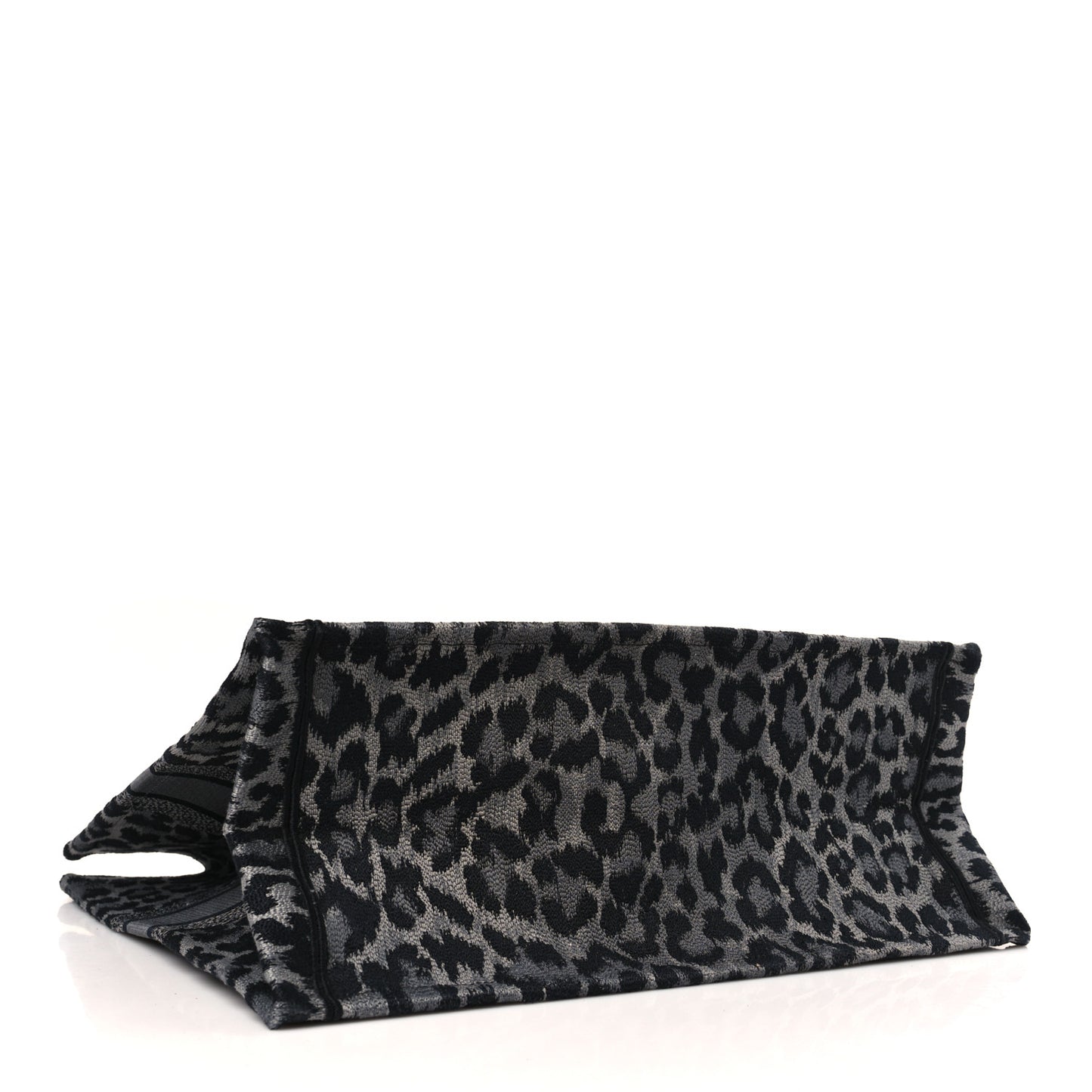 Canvas Mizza Embroidered Large Leopard Book Tote Grey