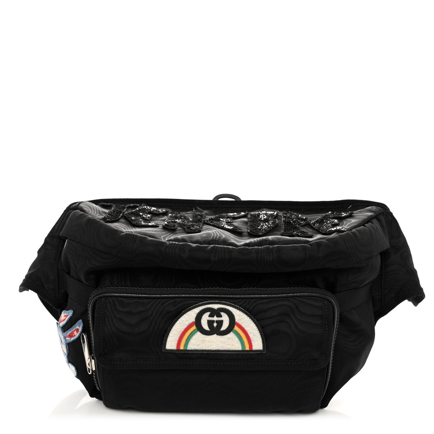 Nylon Retro Patch Convertible Belt Bag Black