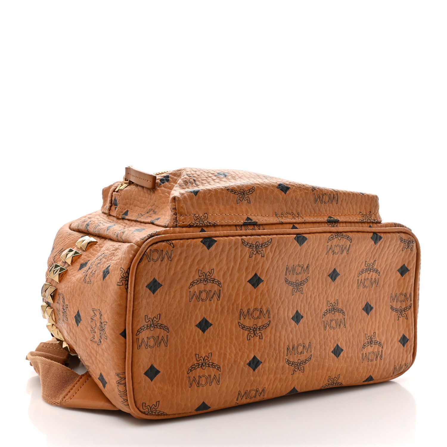 MCM Visetos Small Side Stud Stark Backpack Cognac 4 of 15