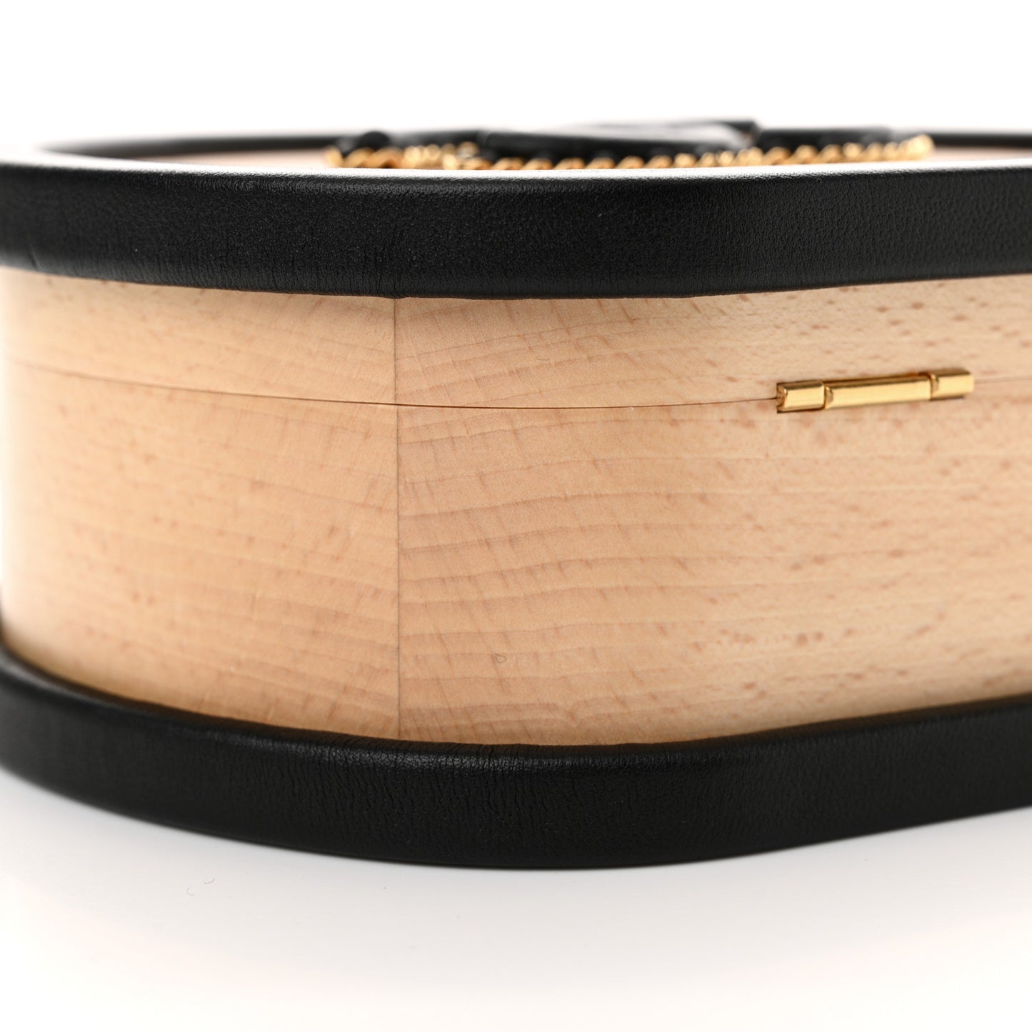 Beech Wood Lambskin Round CC Vanity Case Black