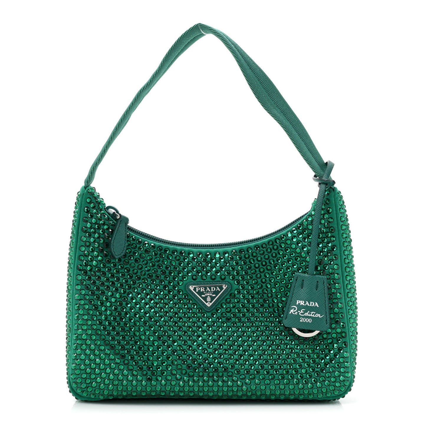 Satin Crystal Mini Re-Edition 2000 Bag Mango