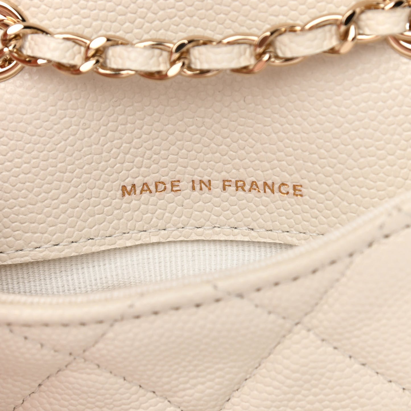 Caviar Quilted Mini Chain Belt Bag White