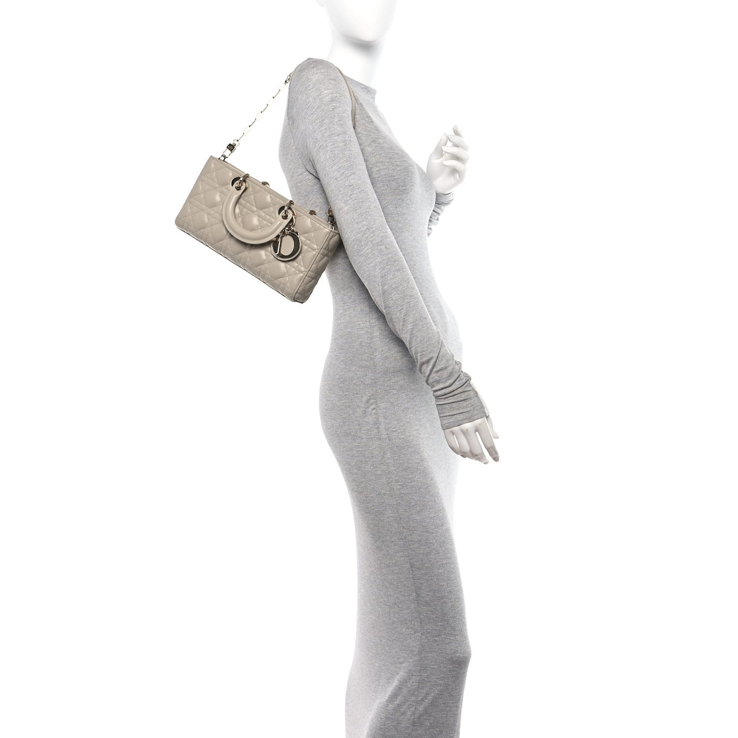 Lambskin Cannage Medium Lady D-Joy Hazelnut