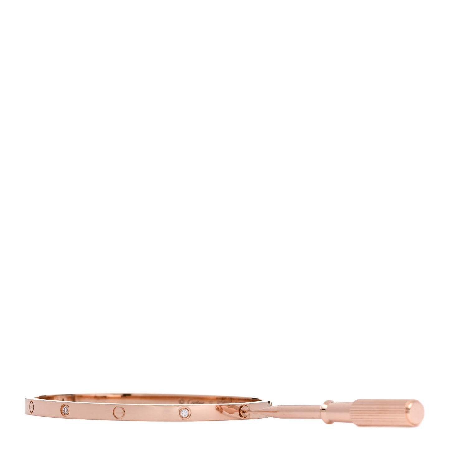 18K Pink Gold 6 Diamond Small LOVE Bracelet 17