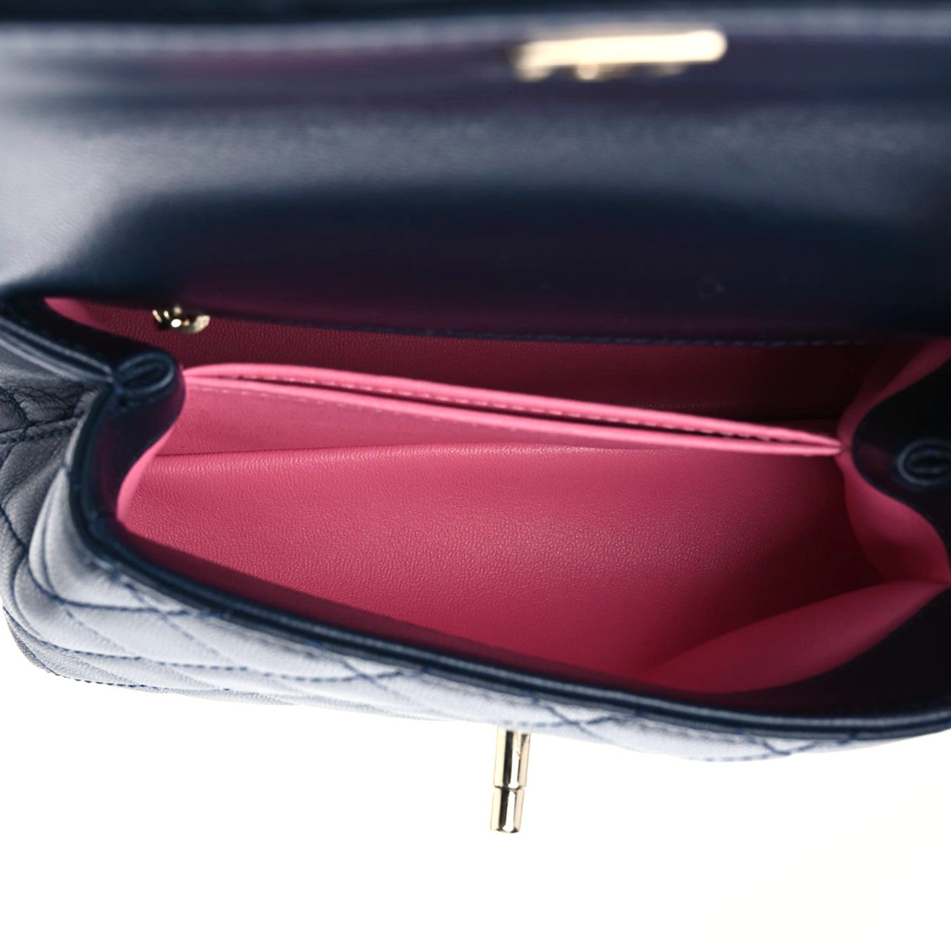Goatskin Quilted Extra Mini Rainbow Coco Handle Flap Navy Blue