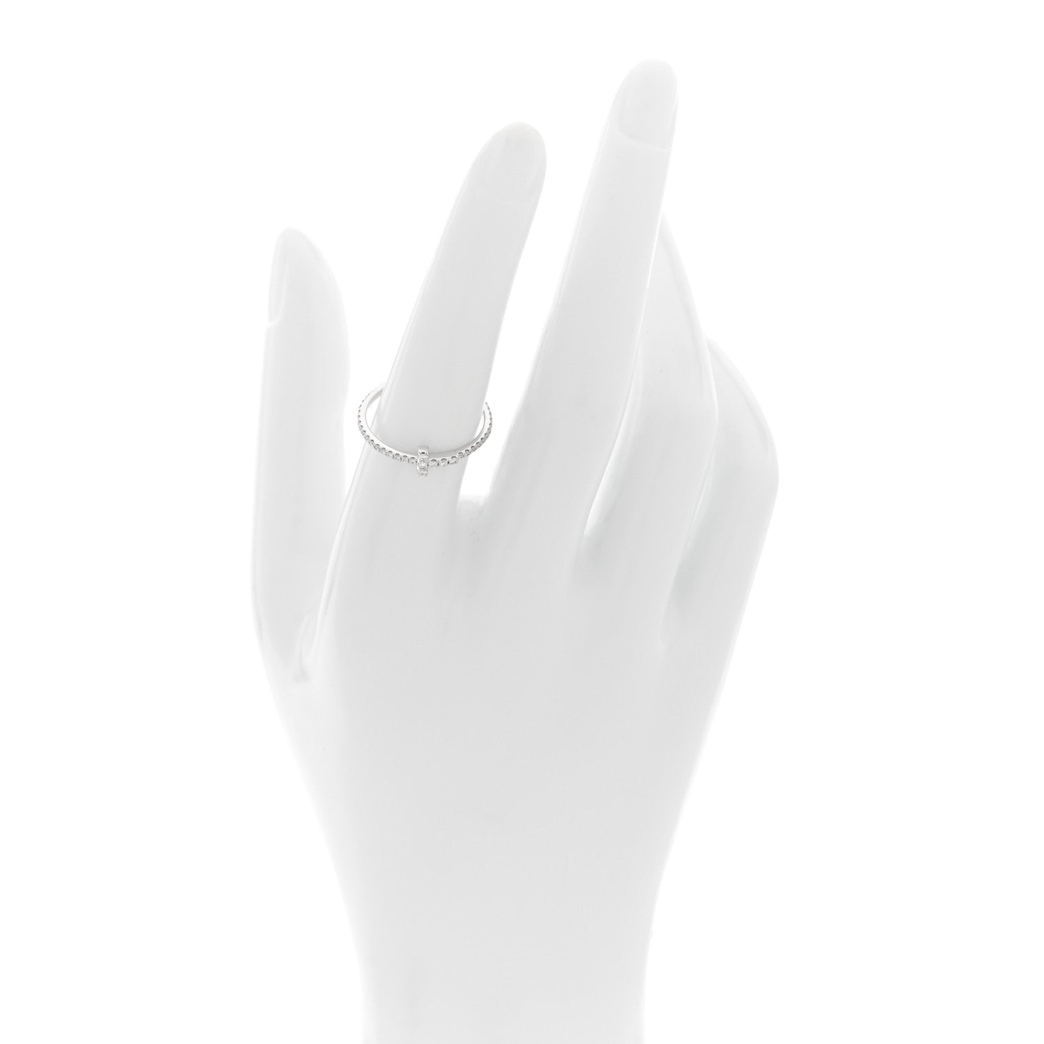 Tiffany 18K White Gold Diamond T Wire Pave Ring 54 7 2 of 5