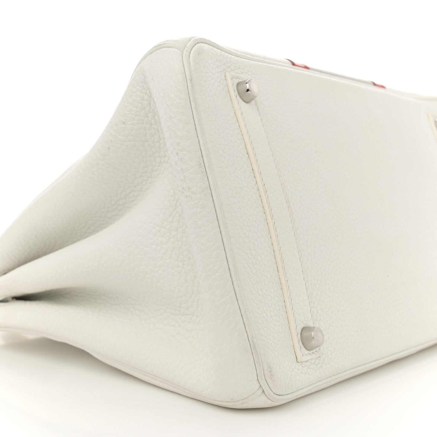 Taurillon Clemence Lizard Club Birkin 35 Blanc Gris Perle Sanguine