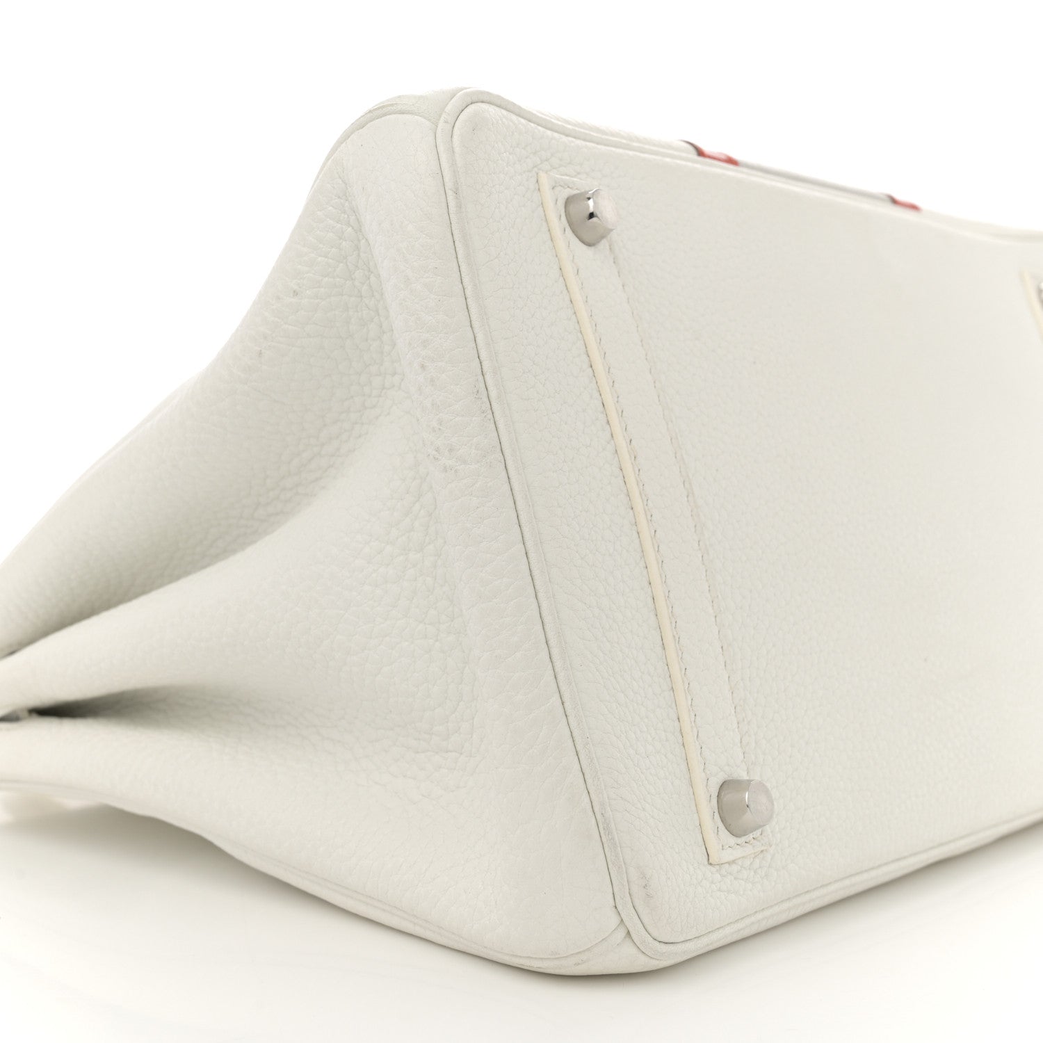 Hermes Taurillon Clemence Lizard Club Birkin 35 Blanc Gris Perle Sanguine 9 of 16