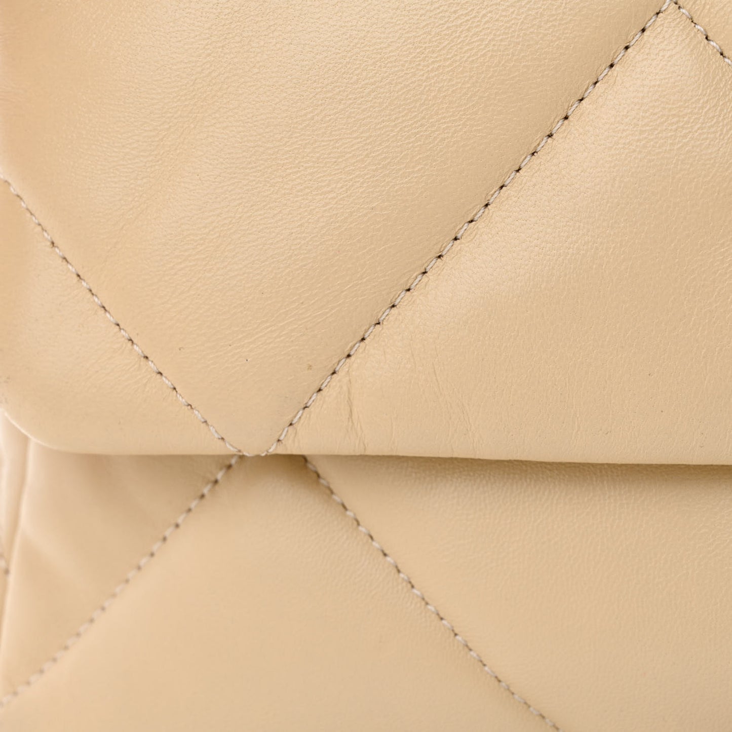 Lambskin Quilted Large Chanel 19 Flap Beige