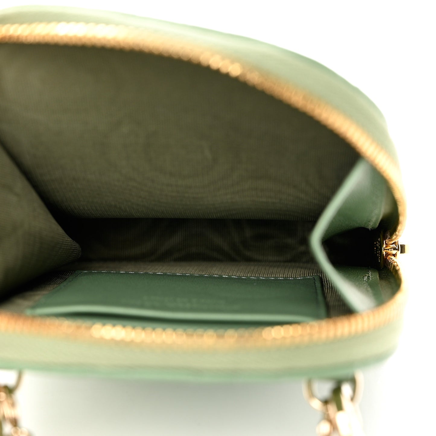 Lambskin Cannage Lady Dior Phone Holder Green